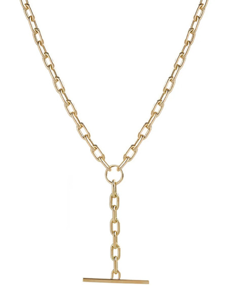  Zoë Chicco 14k Gold Medium Square Oval Link Faux Toggle Lariat Necklace 