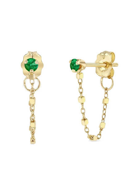  Zoë Chicco 14k Yellow Gold Emerald Chain Earrings 
