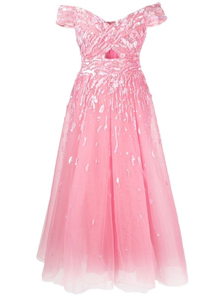  Zuhair Murad Off-shoulder Embellished Gown - Pink 