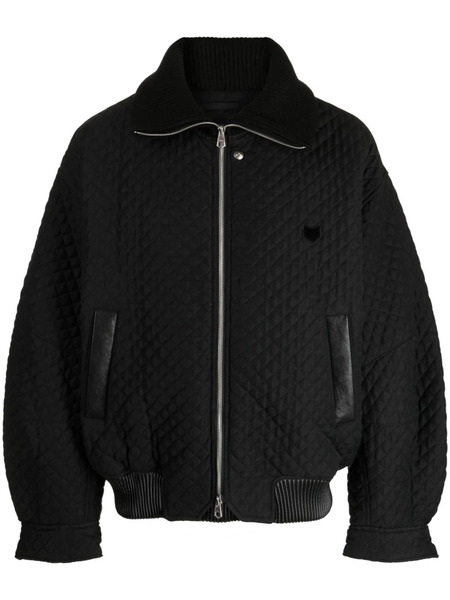  Zzero By Songzio Quilted Zip-up Bomber Jacket - Black 