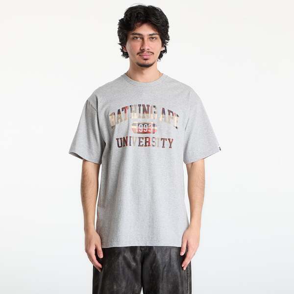  T-shirt A Bathing Ape Bape Check University College Logo Tee Unisex Gray L 
