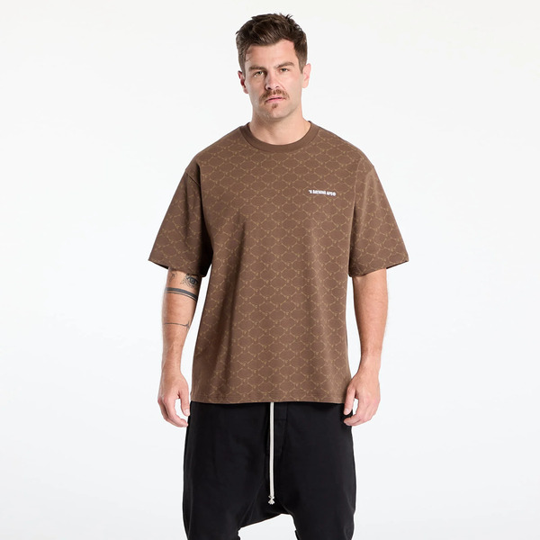  T-shirt A Bathing Ape College Monogram Logo Relaxed Fit Tee Unisex Brown S 