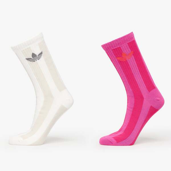  Adidas Striped Crew Socks 2-pack Off White/ Signal Green M 