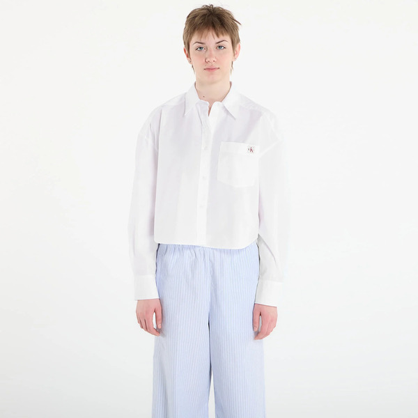  Shirt Calvin Klein Jeans Cotton Poplin Cropped Shirt White L 