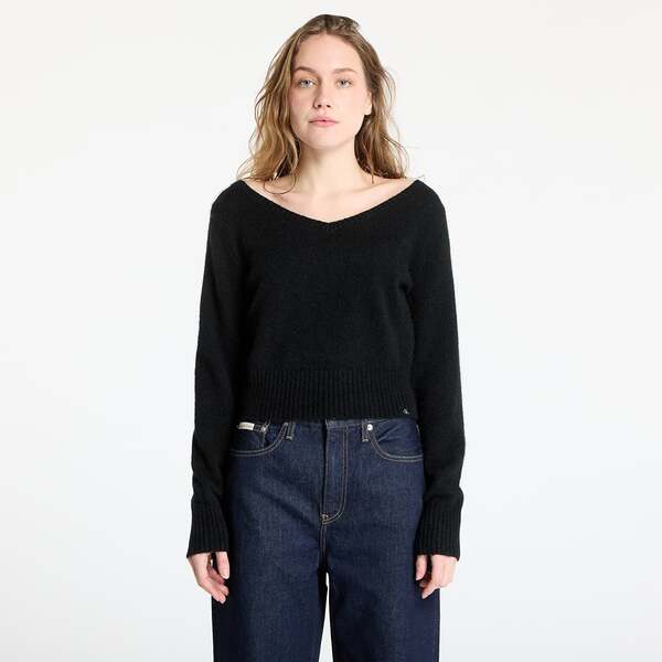  Sweater Calvin Klein Jeans Fluffy Yarn V-neck Sweater Black Xs 