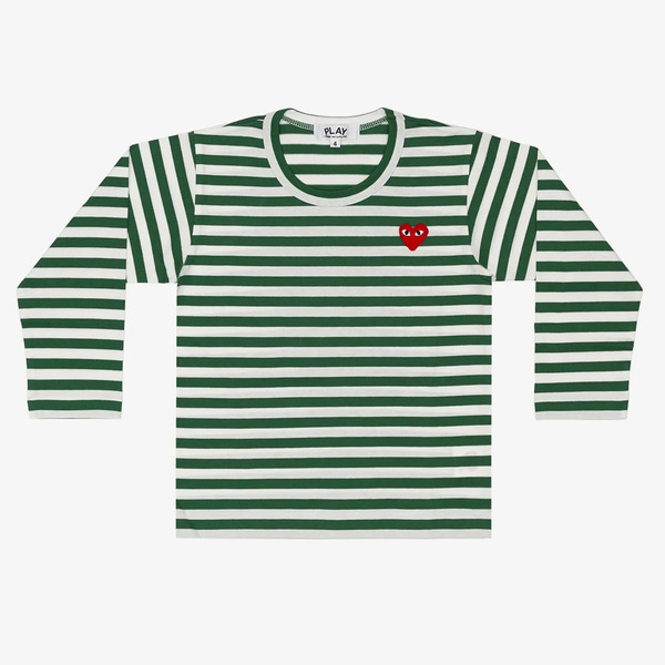  Comme Des Garçons Play Kids Red Emblem Knit T-shirt Green 6 