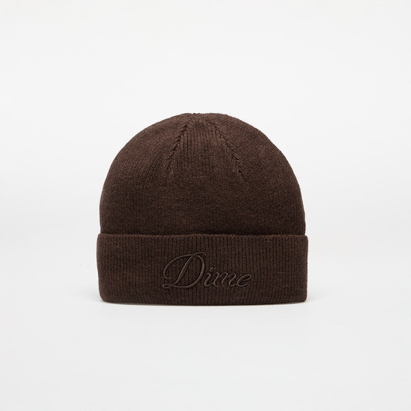  Dime Cursive Wool Fold Beanie Dark Brown Universal 