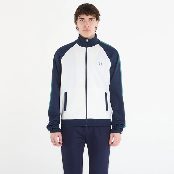  Sweatshirt Fred Perry Contrast Sleeve Track Jacket Snow White S 