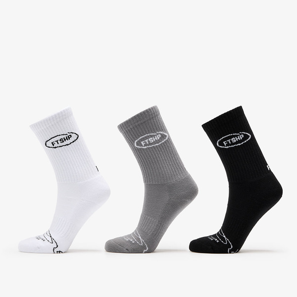  Footshop Basic Crew Socks 3-pack Black/ White/ Grey 36-38 