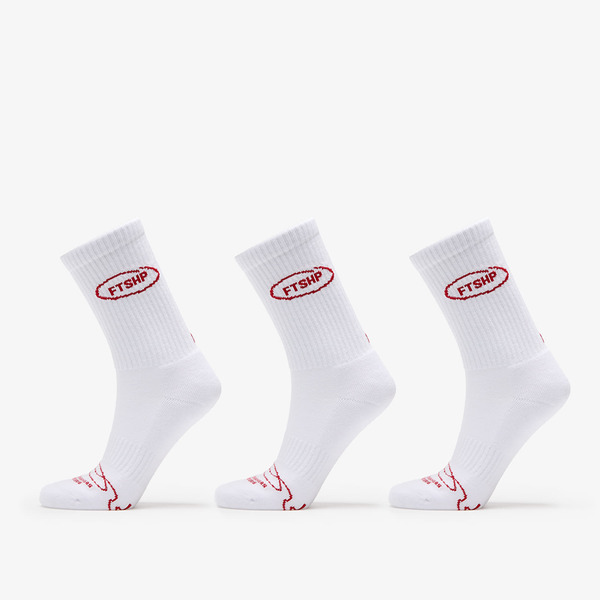  Footshop Basic Crew Socks 3-pack White (red Logo) 36-38 