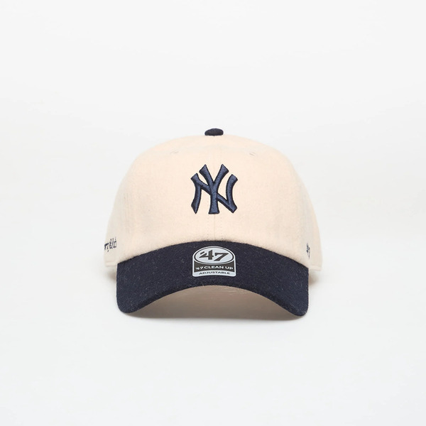  Sporty & Rich Yankees Serif Wool Hat Ecru/ Dark Navy Universal 
