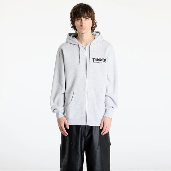  Sweatshirt Thrasher Magazine Logo Zip Hoody Melange Grey S 