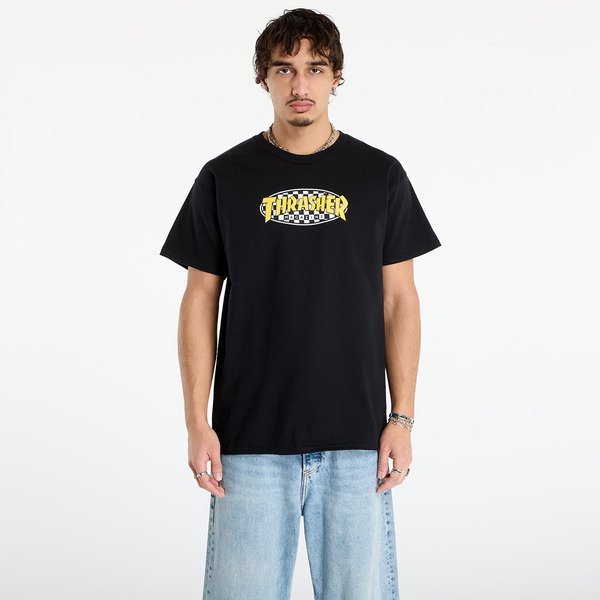  T-shirt Thrasher Checkered Oval T-shirt Black M 