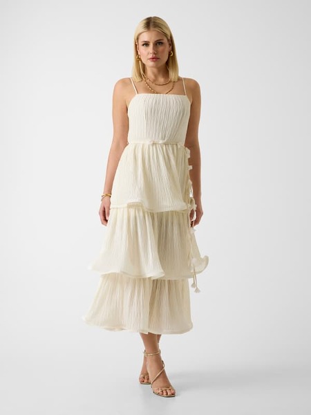  Guess Chiffon Volant Midi Kleid 