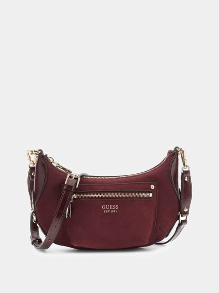  Guess Echtes Leder Marsha Mini Umhängetasche 