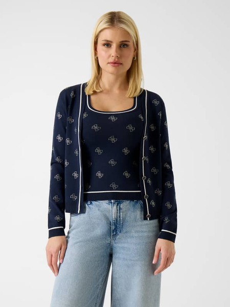  Guess 4g Logo Strass Cardigan 