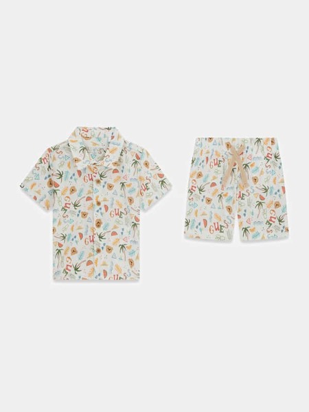  Guess Kids Hemd- Und Shorts-set Aus Leinenmischung 