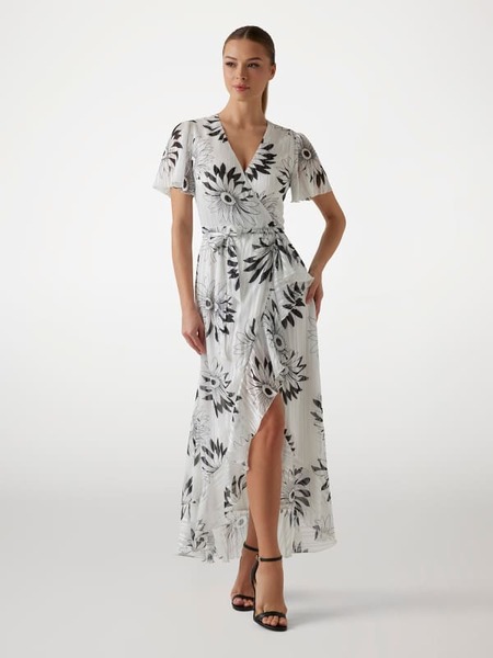  Guess Langes Bedrucktes Georgettekleid 