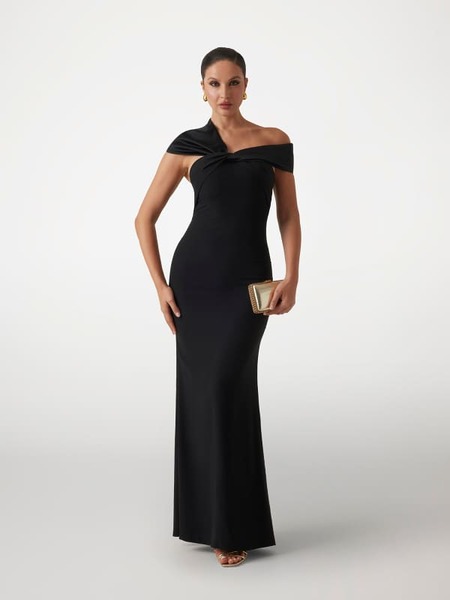 Guess Langes Kleid Aus Crêpe Mit Satinbesatz 
