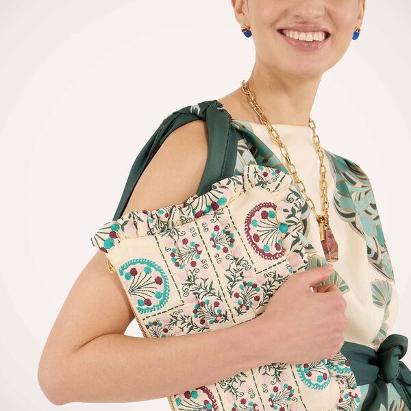  La Doublej Bags & Pochettes Women - Hand Pochette Florette Tiles Ecru One Size 65% Cotton 35% Polyester 