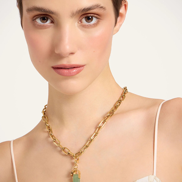  La Doublej Charms Women - Pillar Charm 24k Gold Plate & Aventurine One Size 60% Aventurine 40% Brass 