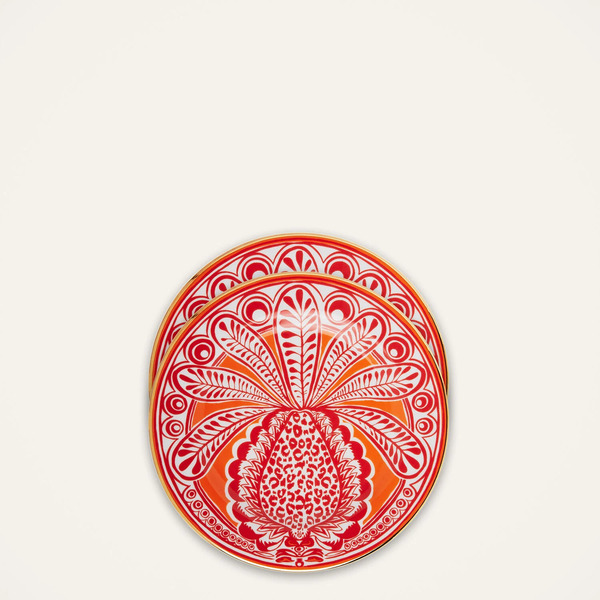  La Doublej Dessert & Side Plates Women - Dessert Plates Set Of 2 Big Pineapple Arancio One Size 100% Porcelain 