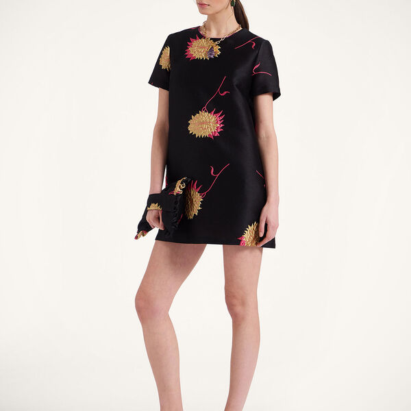  La Doublej Dresses Women - Mini Swing Dress Derby Black L 83% Polyester 9% Cotton 5% Silk 3% Polyamide 