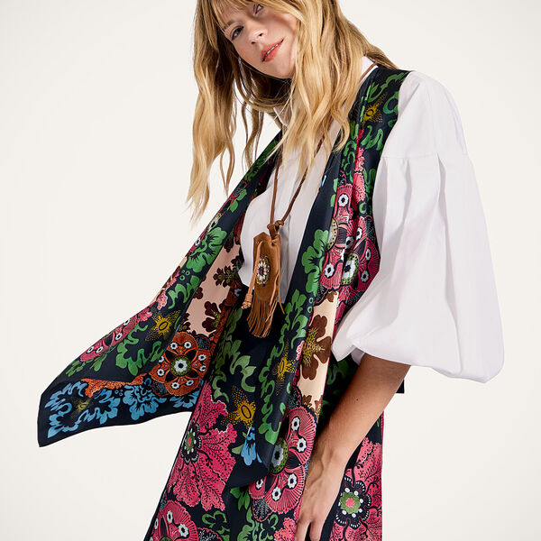  La Doublej Foulards & Scarves Women - Reversible Scarf Gilet Bounty Placée Red Xs/s 80% Silk 18% Viscose 2% Elastane 