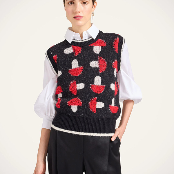  La Doublej Knitwear Women - Fun-guy Gilet Black & Red Xxs 46% Acrylic 34% Alpaca Wool 14% Polyamide 6% Polyester 