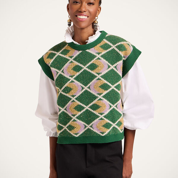  La Doublej Knitwear Women - Half-light Gilet Multicolor Green M 24% Wool 22% Nylon 20% Mohair 12% Polyamide 10% Viscose 8% Polyester 4% Cashmere 