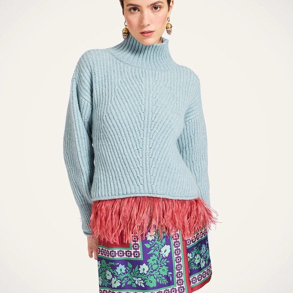  La Doublej Knitwear Women - High Kick Sweater Powder Blue Xs 66%baby Alpaca 22%polyammide 10%wool Merino Fine 2%ostrich Feathers 