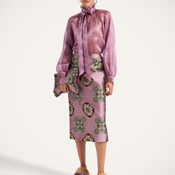  La Doublej Mother Of The Bride Women - Pencil Skirt Nucleus Dusty Pink L 72% Polyester 28% Silk 