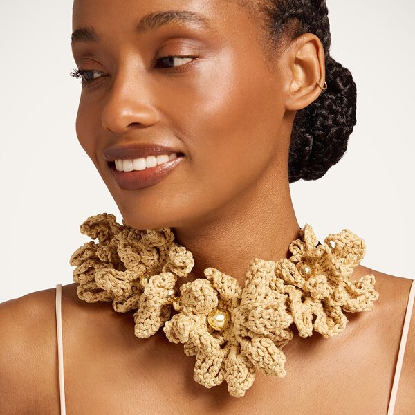  La Doublej Necklaces Women - Bonanza Choker Beige Cotton Crochet One Size 80% Cotton 18% Pmma 2% Brass 