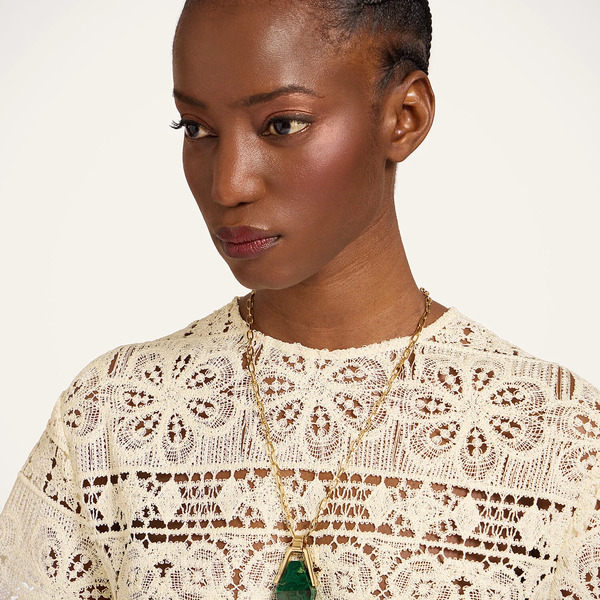  La Doublej Necklaces Women - Portal Necklace 24k Gold Plate & Green Jade One Size 70% Brass 30% Jade 