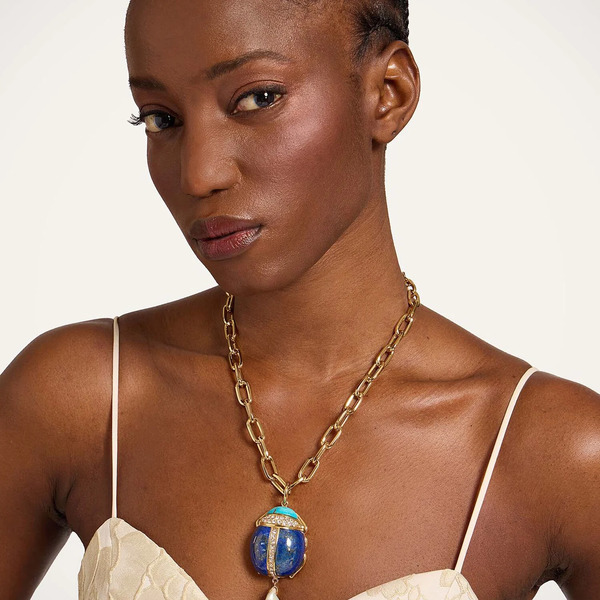  La Doublej Necklaces Women - Talismania Necklace 24k Gold Plate & Lapis Lazuli One Size 65% Brass 15% Lapislazzuli 10% Natural Pearl 5% Crystal 5% Blue Howlite 