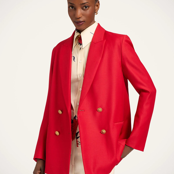  La Doublej Outerwear Women - Jagger Jacket Solid Red L 100% Virgin Wool 
