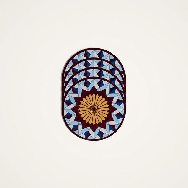  La Doublej Placemats & Runners Women - Disk Coasters Set Of 4 Lotus Of Life Blue One Size 83% Wood Fiber 12% Cork 5% Polyester 