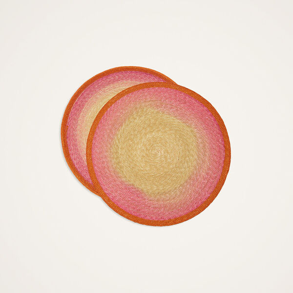  La Doublej Placemats & Runners Women - Handpainted Sunset Placemats Set Of 2 Gradient Fuchsia One Size 100% Straw 