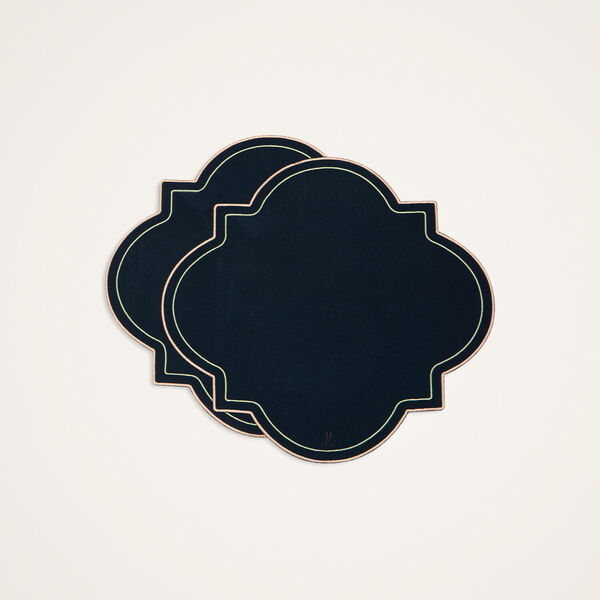  La Doublej Placemats & Runners Women - Medallion Placemats Set Of 2 Solid Navy One Size 100% Acrylic 