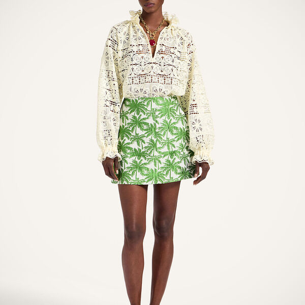  La Doublej Skirts Women - Short Skirt Tropicana White S 44% Acetate 33% Viscose 22% Polyester 1% Elastan 