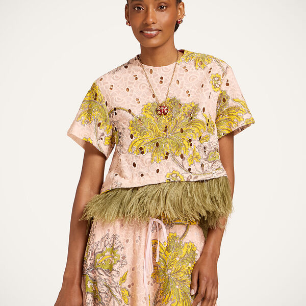  La Doublej T-shirts & Sweatshirts Women - La Scala Tee Swathe Pink Xs 98% Cotton 2% Ostrich Feathers 