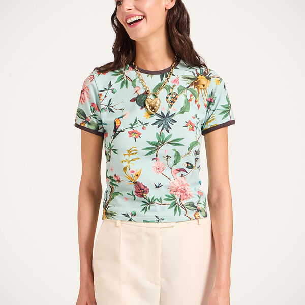 La Doublej T-shirts & Sweatshirts Women - The Cu-tee Crop Zooflora Light Blue S 93% Cotton 7% Elastane 