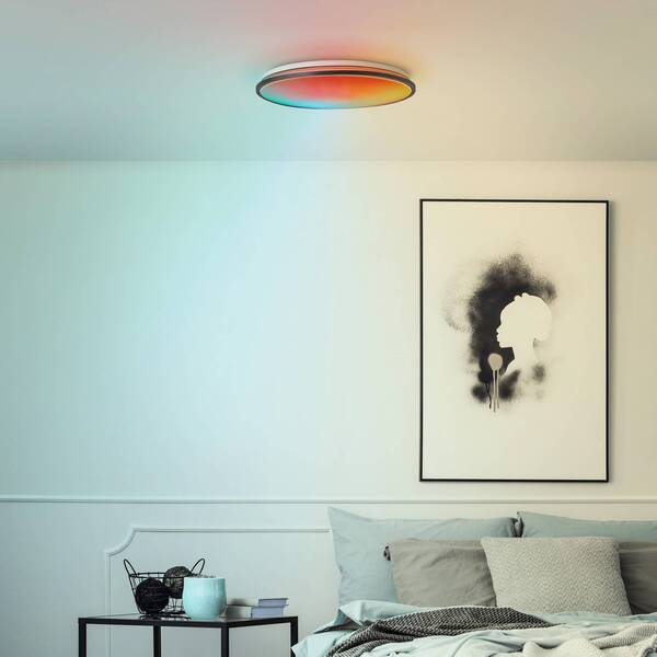  Brilliant Lampa Sufitowa Led Heida, ø 49 Cm, Czarny, Cct, Rgb, Metal 