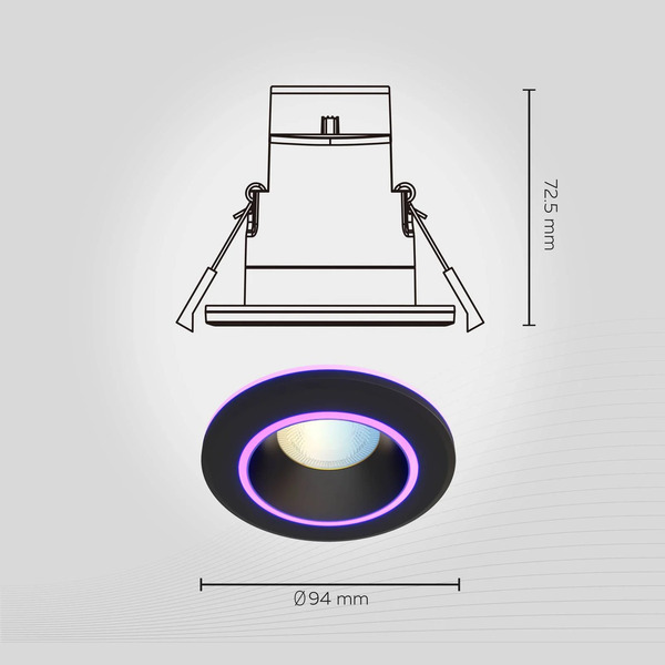  Calex Calex Smart Halo Downlight Wpuszczany Cct Rgb Czarny 