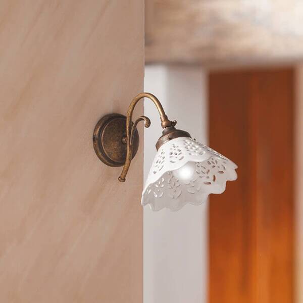  Ceramiche Semino - ładna Lampa ścienna Z Ceramicznym Kloszem 