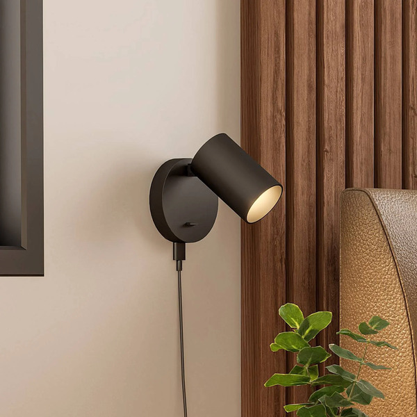  Deko-light Reflektor ścienny Can Tilt, Czarny, ø 10 Cm, Metalowy Przełącznik Usb 