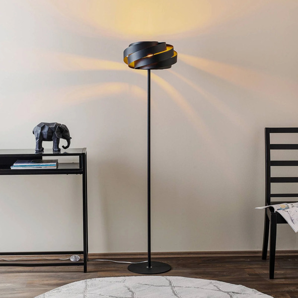 Domiluce Lampa Stojąca Vento, Czarna, Metal, E27, ø 40 Cm 