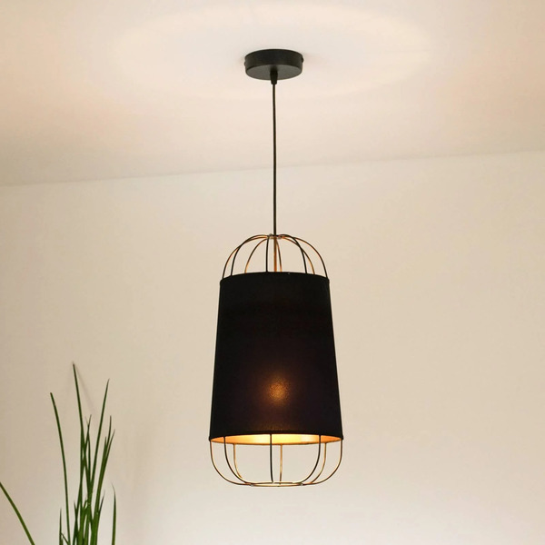  Duolla Żyrandol Lantern Small, Tekstylny, Metalowy, Czarny 