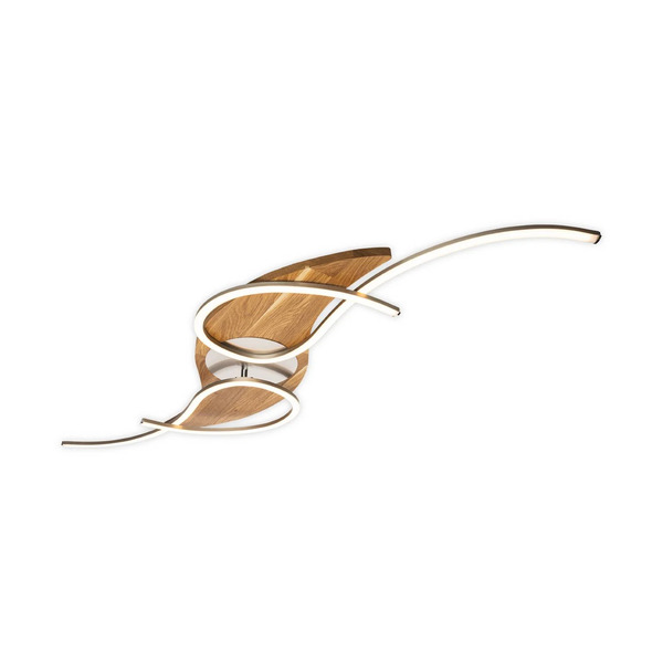  Elobra Lampa Sufitowa Led Panama Curved, Dąb/nikiel, Długość 128 Cm 