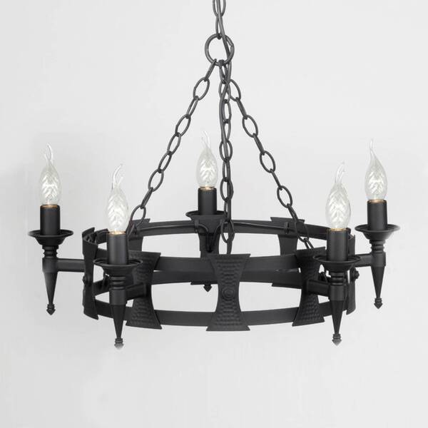  Elstead Lampa Wisząca Saxon Kute żelazo Czarna 